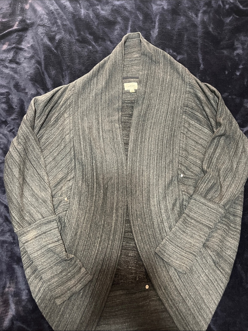 Aritzia Wilfred Grey Ribbed Open-Front Cardigan